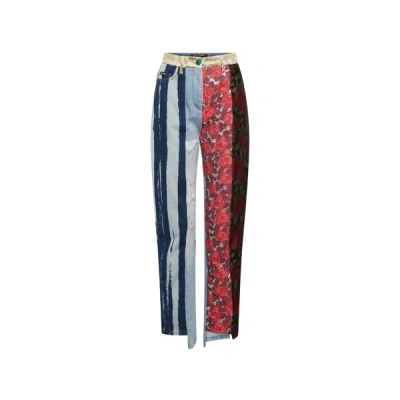 Dolce & Gabbana Embroidered Denim Pants In Multi