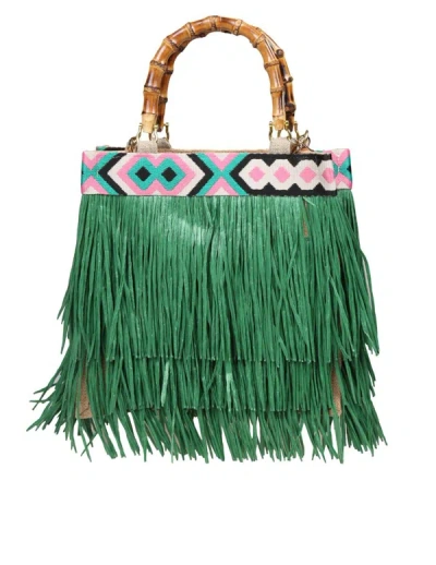 La Milanesa Handbag With Fringes In Green