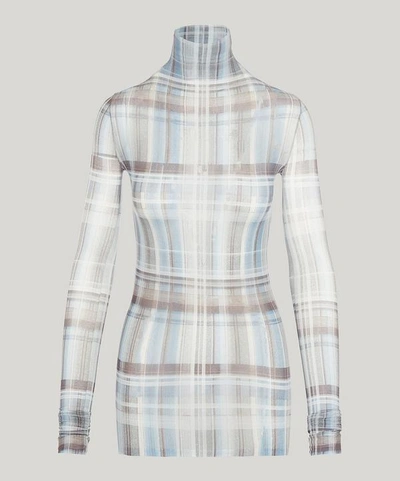 Acne Studios Sheer Check Roll-neck Top In Blue