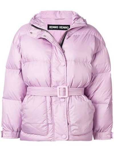 Ienki Ienki Belted Puffer Jacket - Pink In Pink & Purple