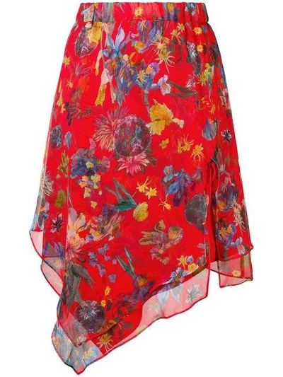Iro Floral Print Asymmetric Skirt In Red