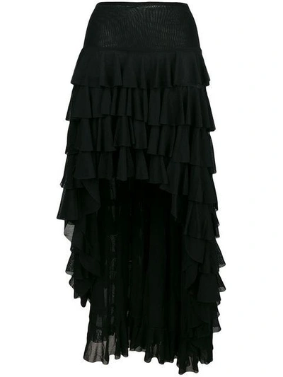 Norma Kamali Asymmetric Ruffle Skirt - Black