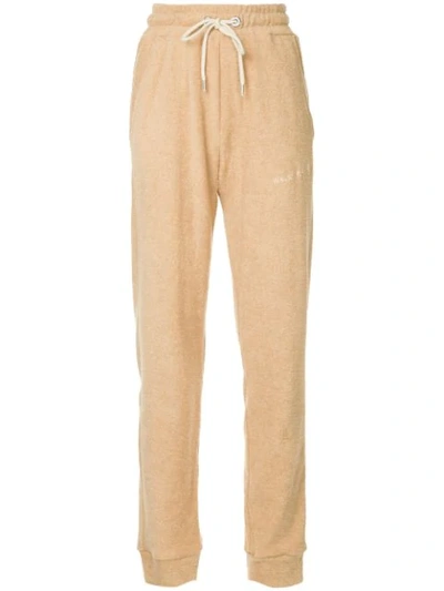 Walk Of Shame Fleece Drawstring Waist Track Pants In Brown