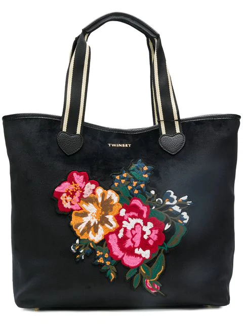 Twinset Twin-set Floral Tote Bag - Black | ModeSens