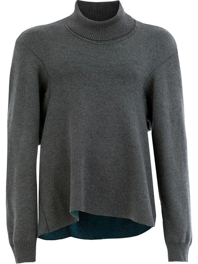 Hed Mayner High Neck Knit Sweater - Grey