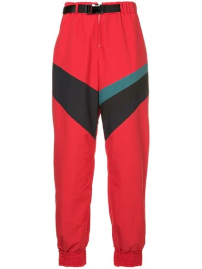 Facetasm Contrast Stripe Track Trousers In Red
