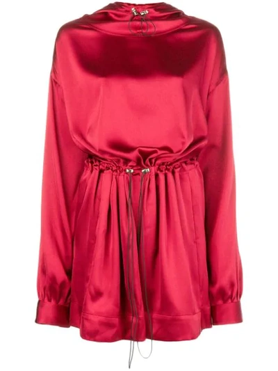Rouge Margaux Hooded Drawstring Dress In Red