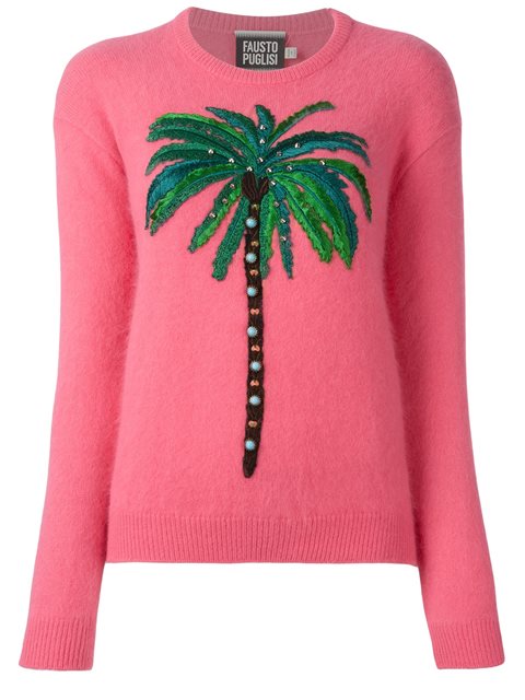 Fausto Puglisi Embroidered Palm Tree Jumper | ModeSens