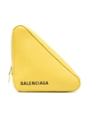 Balenciaga Triangle Duffle Printed Textured-leather Tote In Yellow