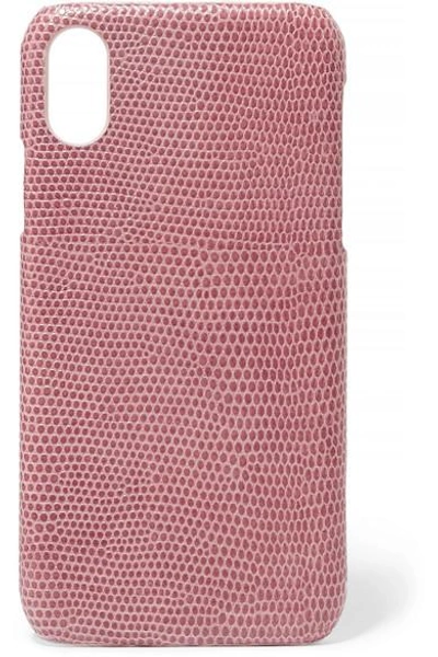 The Case Factory Lizard-effect Leather Iphone X Case In Pink