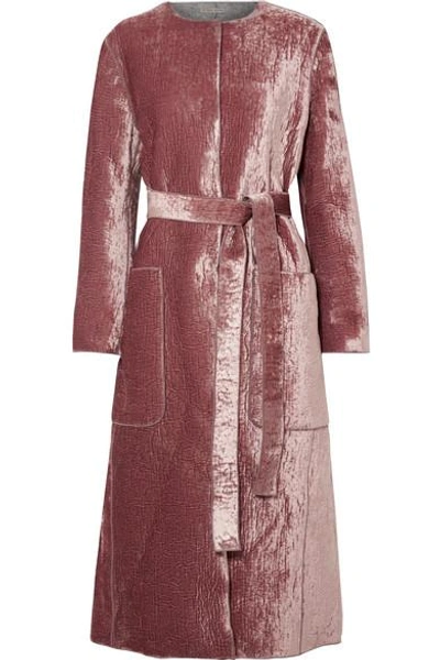 Bottega Veneta Crushed-velvet Coat In Pink