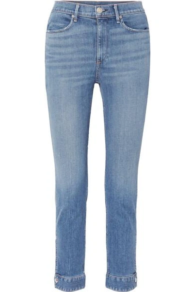 Rag & Bone Cuffed Cigarette High-rise Skinny Jeans In Mid Denim