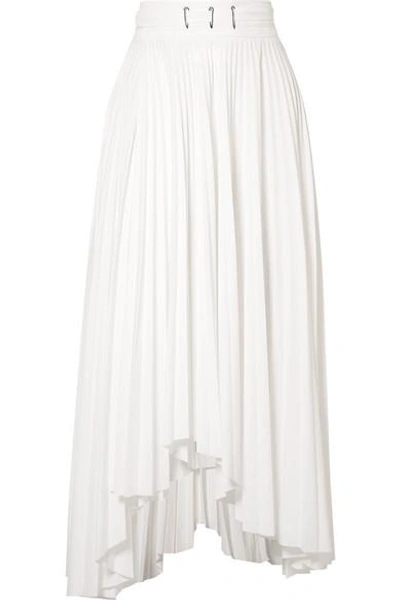 A.w.a.k.e. Asymmetric Pleated Poplin Midi Skirt In White
