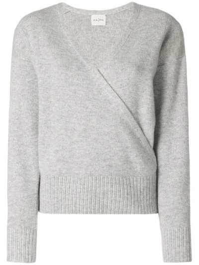 Le Kasha London Wrap-effect Cashmere Sweater In Grey