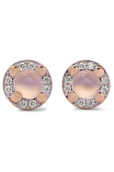 Pomellato M'ama Non M'ama 18-karat Rose Gold, Moonstone And Diamond Earrings