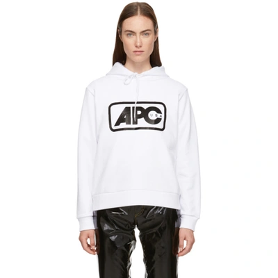Apc Logo-printed Hoodie In White