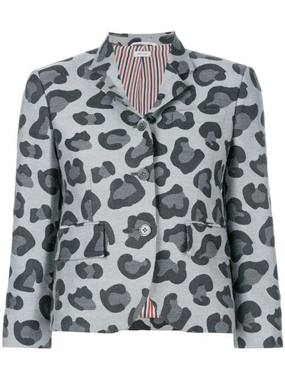 Thom Browne Leopard Wool & Silk Jacquard Sport Coat In Grey