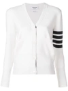 Thom Browne Milano Stitch V-neck Merino Cardigan In White