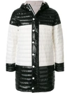 Thom Browne Bicolor Quilted Down Satin Tech Coat In Black