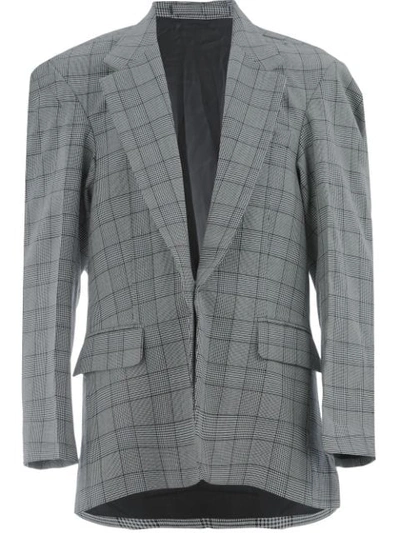 Hed Mayner Bulky Single Breasted Check Print Blazer In Grey