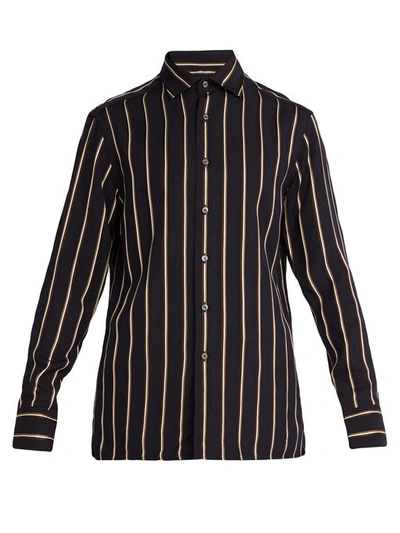 Dunhill Striped Jacquard Shirt In Midnight Blue