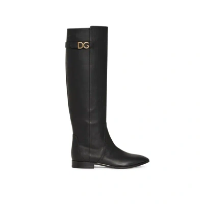 Dolce & Gabbana Leather Boots In White