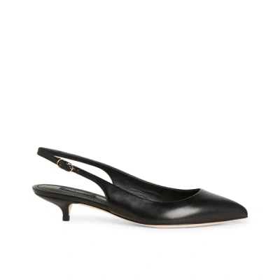 Dolce & Gabbana Leather Slingback Pumps In Black