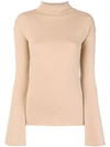 Theory Fitted Turtle Neck Jumper In Neutrals