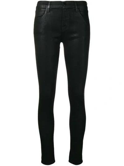 J Brand Oil Coated Skinny Jeans - Black