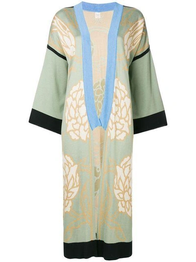 Chirazi Floral Print Longline Cardigan In Green