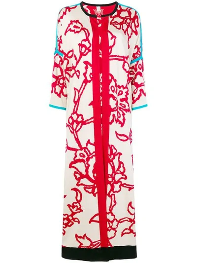 Chirazi Floral Print Longline Cardigan In Red