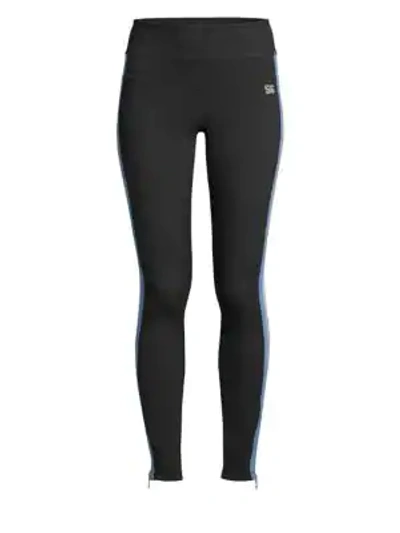 Spiritual Gangster Side-stripe High-rise Activewear Track Tights In Black
