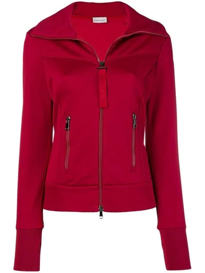 Moncler High Neck Fitted Jacket In Red