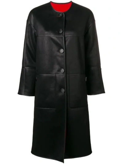 Urbancode Teddy Coat In Red/nero