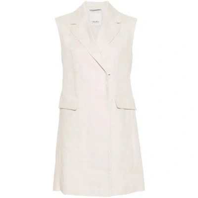 's Max Mara Double-breasted Linen Gilet In Beige