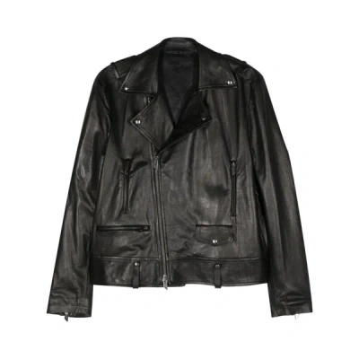 Santoro Leather Outerwears In Black