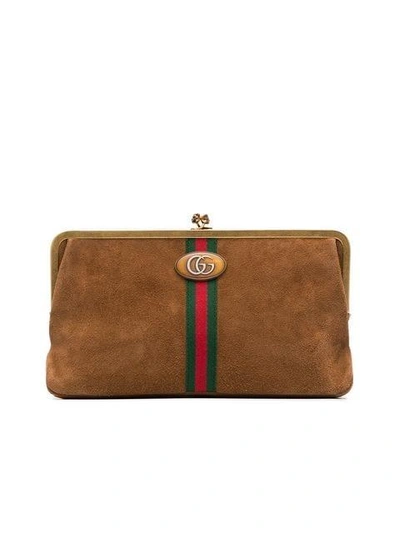 Gucci Brown Ophidia Suede Clutch