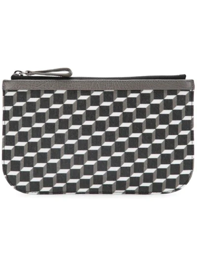 Pierre Hardy Cube Perspective Printed Clutch In Black