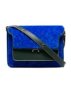 Marni Blue And Green Trunk Shearling And Leather Shoulder Bag