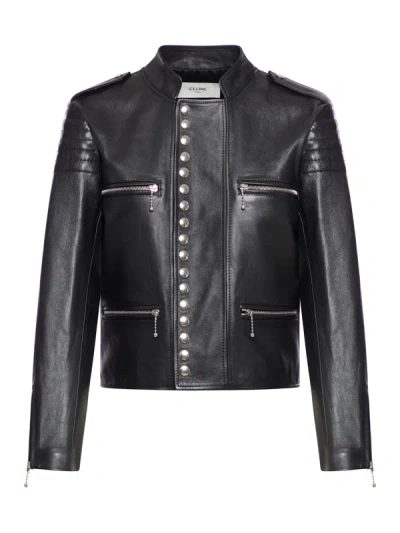 Celine Leather Jacket In Black
