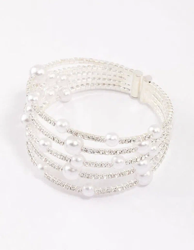 Lovisa Silver Diamante & Pearl Decorative Wrist Cuff