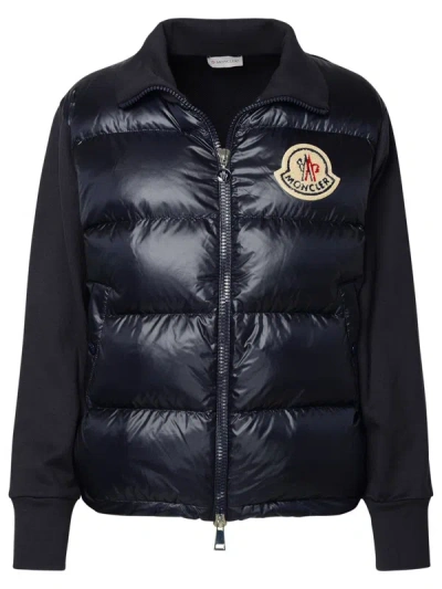 Moncler Navy Cotton Blend Sweatshirt In Blue