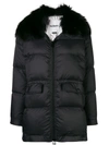 Yves Salomon Fox Fur Trim Puffer Jacket In Black