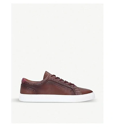 Kurt Geiger Theo Leather Trainers In Brown
