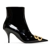 Balenciaga Knife Logo-embellished Patent-leather Ankle Boots In Black