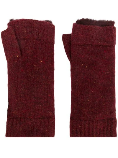 N•peal N.peal Fur Lined Fingerless Gloves - Red