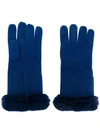 N•peal Fur Trim Gloves In Blue