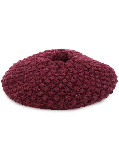 N.peal Bramble Stitch Beret - Red