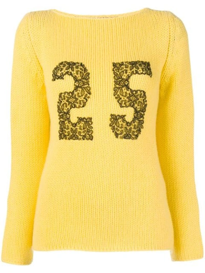 Ermanno Scervino Lace Detail Sweater In Yellow
