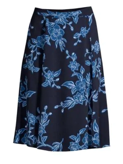 Draper James Shadow Floral A-line Skirt In Navy
